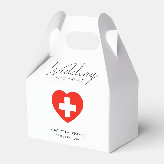 Modern Personalised Recovery Kit Wedding Favour Box (Front Side)
