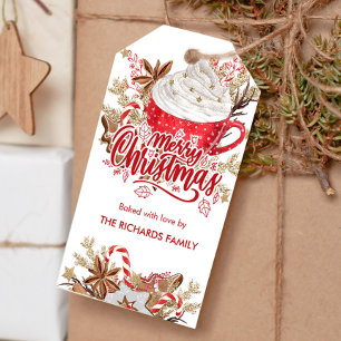 Modern Personalised Red Christmas Cookie Gift Tag