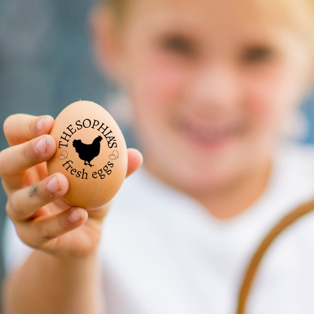 Modern Personalised Rustic Hen Name Egg Love Rubber Stamp (PERSONALIZED NAME OF EGG STAMPS FOR EGG LOVERS)