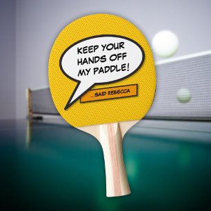 Modern Personalised Speech Bubble Cool Comic Book Ping Pong Paddle