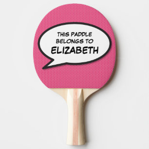 Modern Personalised Speech Bubble Pink Ping Pong Paddle