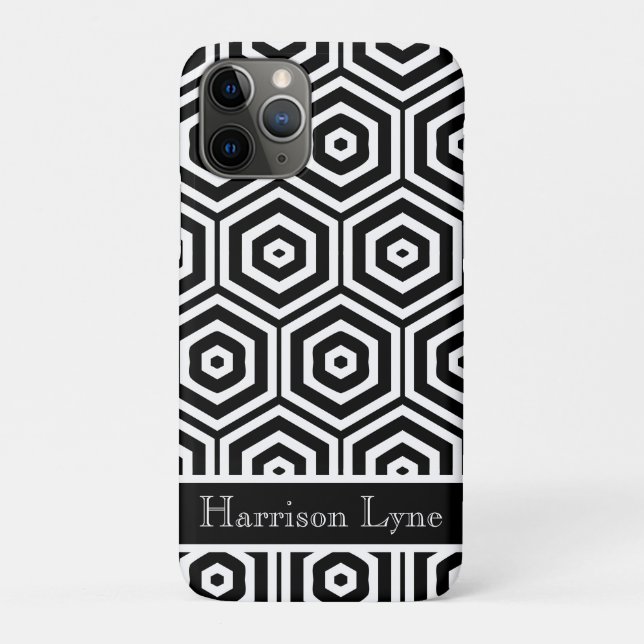 Modern Personalised stylish Black and white Case-Mate iPhone Case (Back)