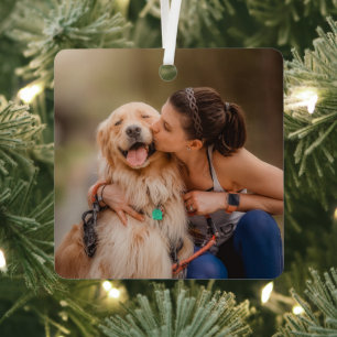Modern Personalised template Custom Pet Dog Photo Metal Tree Decoration