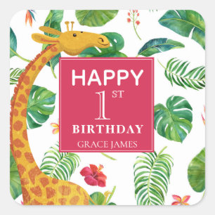 Modern Personalised Tropical   Square Sticker