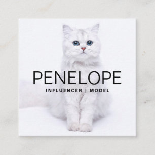 Modern Personalised Two Photo Scannable QR Code Square Business Card