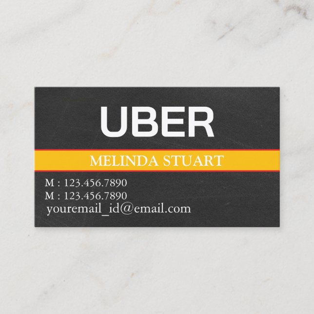 Modern Personalised Uber Driver  Business Card (Front)