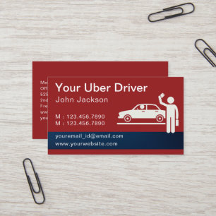 Modern Personalised Uber Driver QR Code Red Business Card