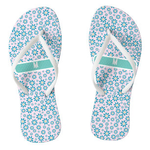 Modern Personalised Unisex Daisy Flower Initial Flip Flops