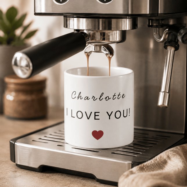 Modern Personalised Valentine Espresso Mug (Creator Uploaded)