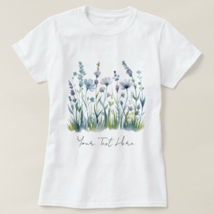 Modern Personalised Watercolor Wildflower Floral T-Shirt