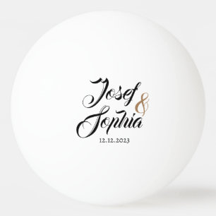 Modern Personalised Wedding Favour Couple Name Dat Ping Pong Ball