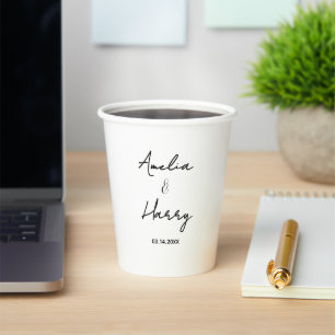 Modern Personalised Wedding Party Monograms Paper Cups