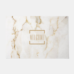 Modern Personalised Welcome Gold Effect Marble Doormat