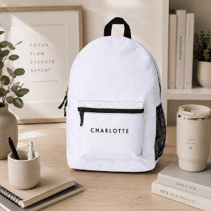 Modern Personalised White Name Backpack
