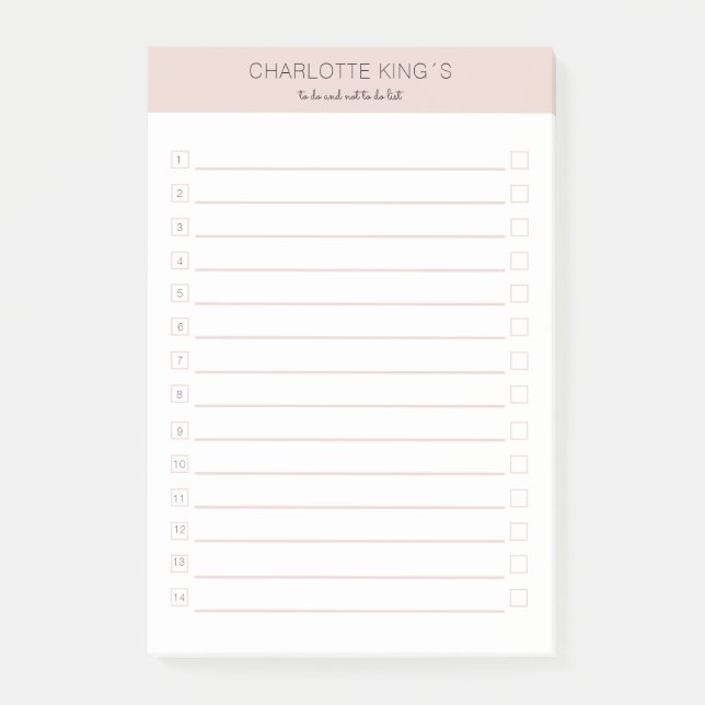 Modern personalizable beige-pink white post-it notes (Front)