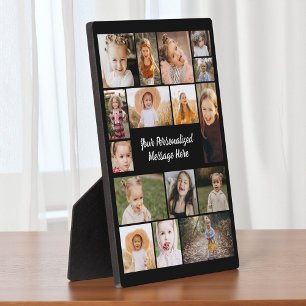 Modern Personalized 16 Photo Collage Plaque