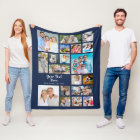 Modern Personalized 19 Photo Collage Navy Blue