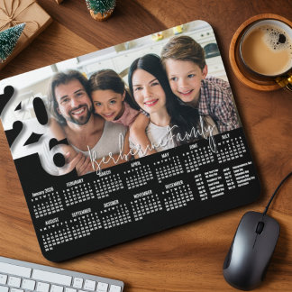 Modern Personalized 2026 Desk Calendar Photo Cute  Mouse Mat