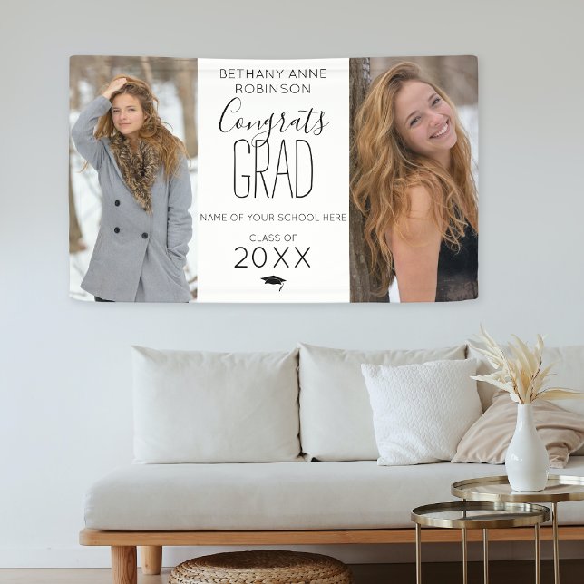 Modern Personalized 2 Photo Graduation Banner (Creator Uploaded)