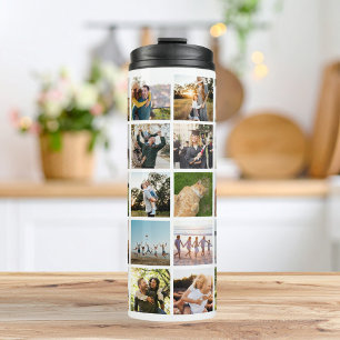 Modern Personalized 30 Photo Collage Thermal Tumbler
