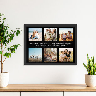 Modern Personalized 6 Photo Collage Custom Quote Poster