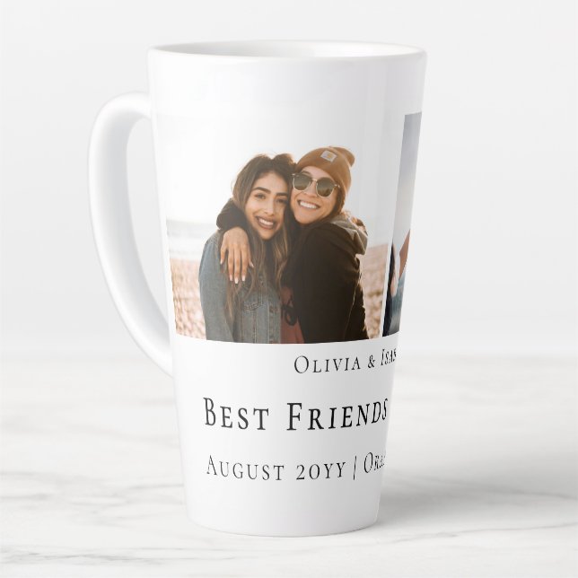 Modern Personalized Best Friends Forever 2 Photo Latte Mug (Left Angle)