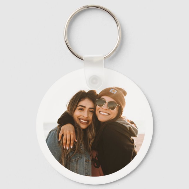 Modern Personalized Best Friends Forever Photo Key Ring (Front)