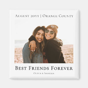 Modern Personalized Best Friends Forever Photo Magnet