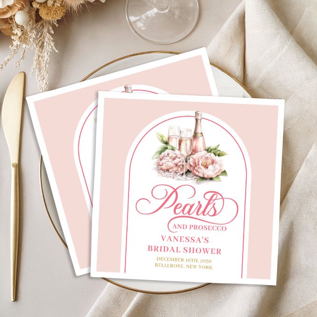Modern Personalized Blush and Gold Bridal Napkins (Modern Personalized Blush and Gold Bridal Napkin)