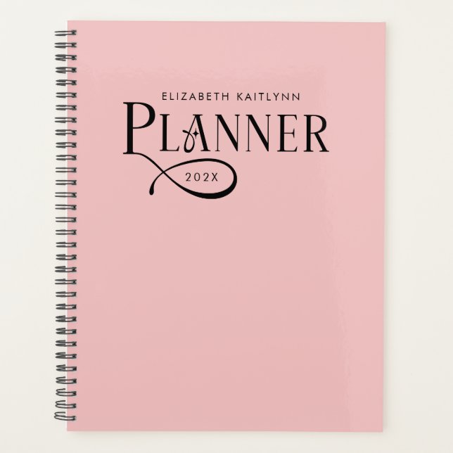 Modern Personalized Blush Pink Planner (Front)
