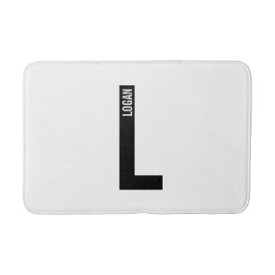 Modern Personalized Bold Monogram and Name Bath Mat