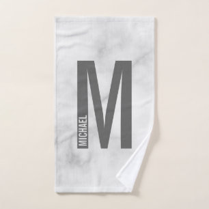 Modern Personalized Bold Monogram and Name Bath Towel Set