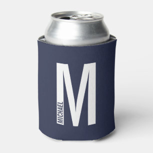 Modern Personalized Bold Monogram and Name Can Cooler