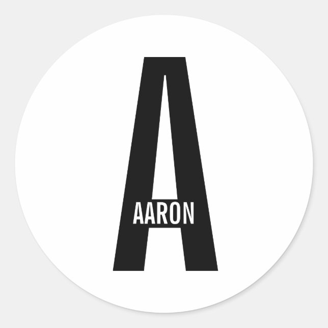 Modern Personalized Bold Monogram and Name Classic Round Sticker (Front)
