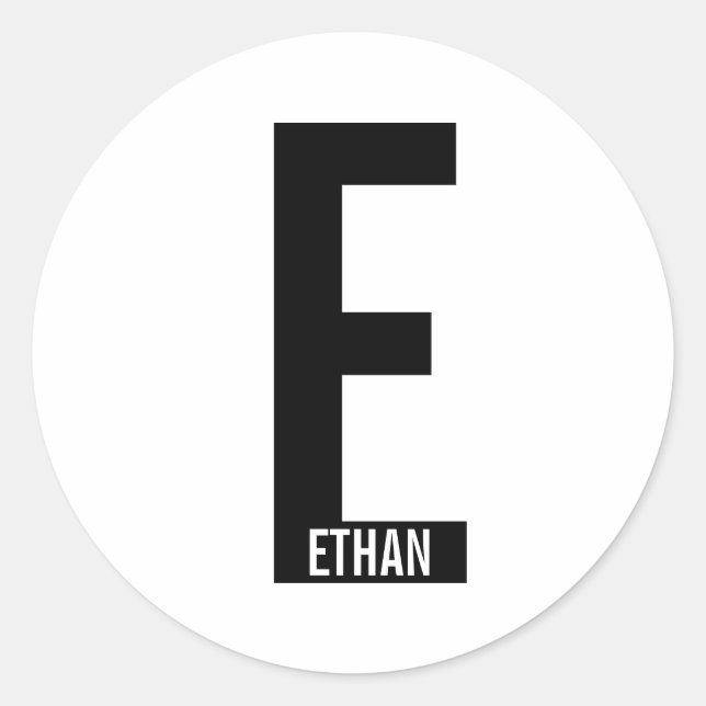 Modern Personalized Bold Monogram and Name Classic Round Sticker (Front)