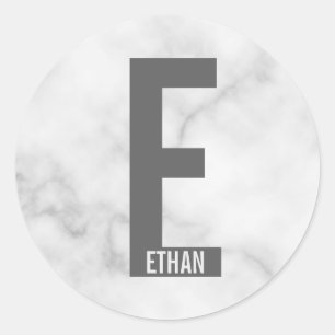 Modern Personalized Bold Monogram and Name Classic Round Sticker