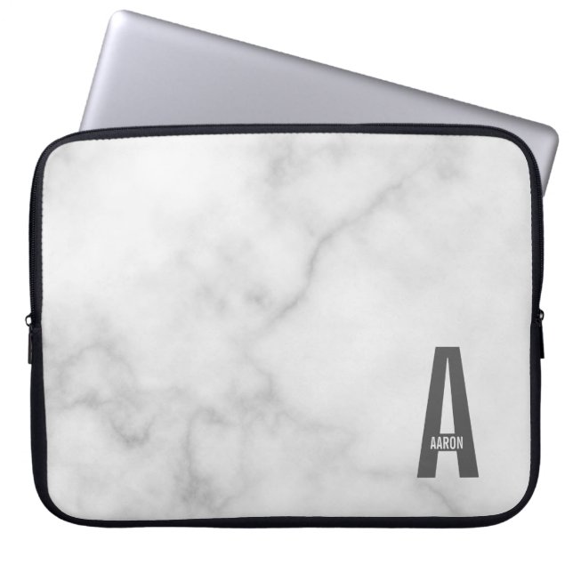 Modern Personalized Bold Monogram and Name Laptop Sleeve (Front)