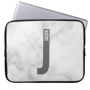 Modern Personalized Bold Monogram and Name Laptop Sleeve