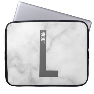 Modern Personalized Bold Monogram and Name Laptop Sleeve