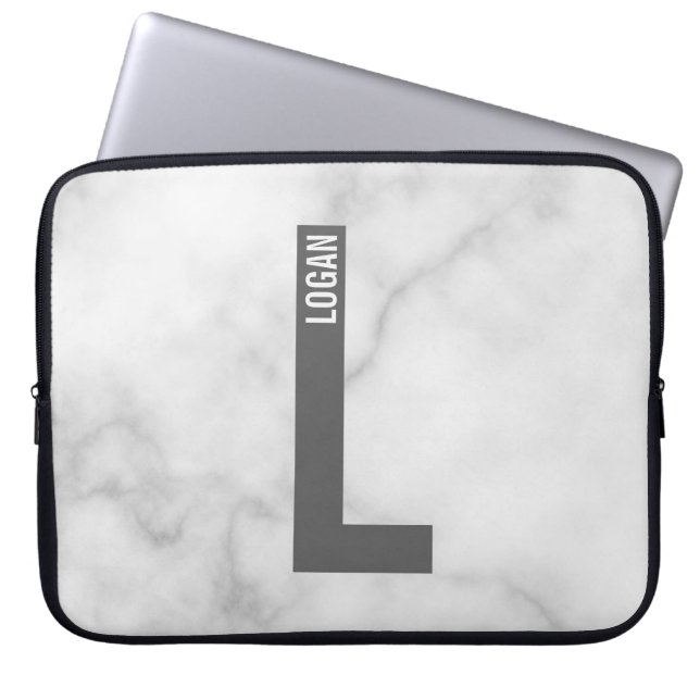 Modern Personalized Bold Monogram and Name Laptop Sleeve (Front)