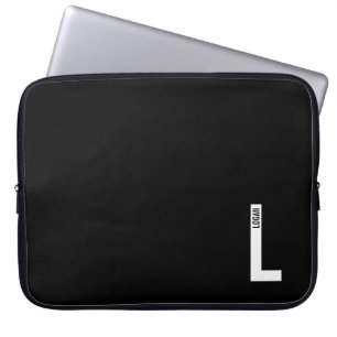 Modern Personalized Bold Monogram and Name Laptop Sleeve