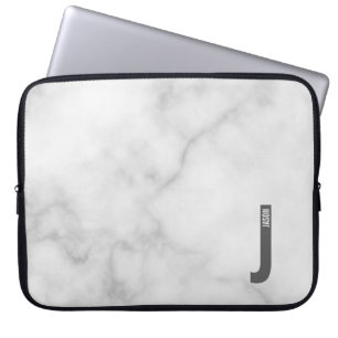Modern Personalized Bold Monogram and Name Laptop Sleeve