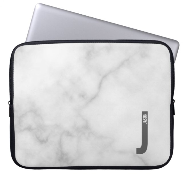 Modern Personalized Bold Monogram and Name Laptop Sleeve (Front)