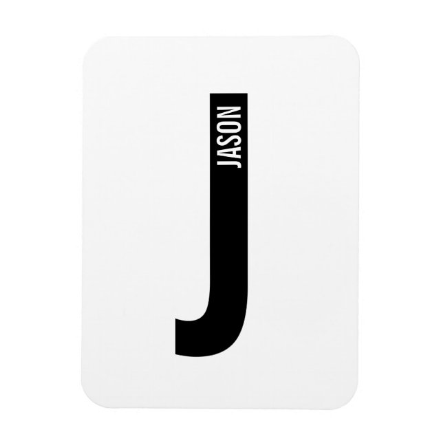 Modern Personalized Bold Monogram and Name Magnet (Vertical)