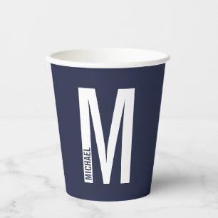 Modern Personalized Bold Monogram and Name Paper C Cups