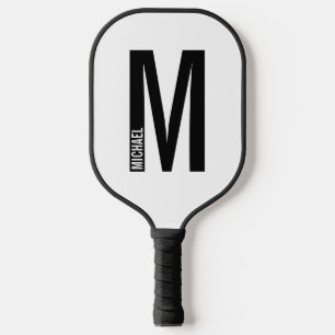 Modern Personalized Bold Monogram and Name Pickleball Paddle
