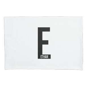 Modern Personalized Bold Monogram and Name Pillowcase