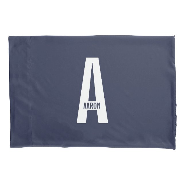Modern Personalized Bold Monogram and Name Pillowcase (Front)