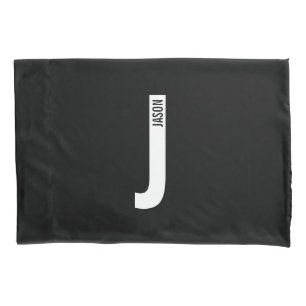 Modern Personalized Bold Monogram and Name Pillowcase
