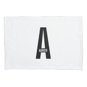 Modern Personalized Bold Monogram and Name Pillowcase